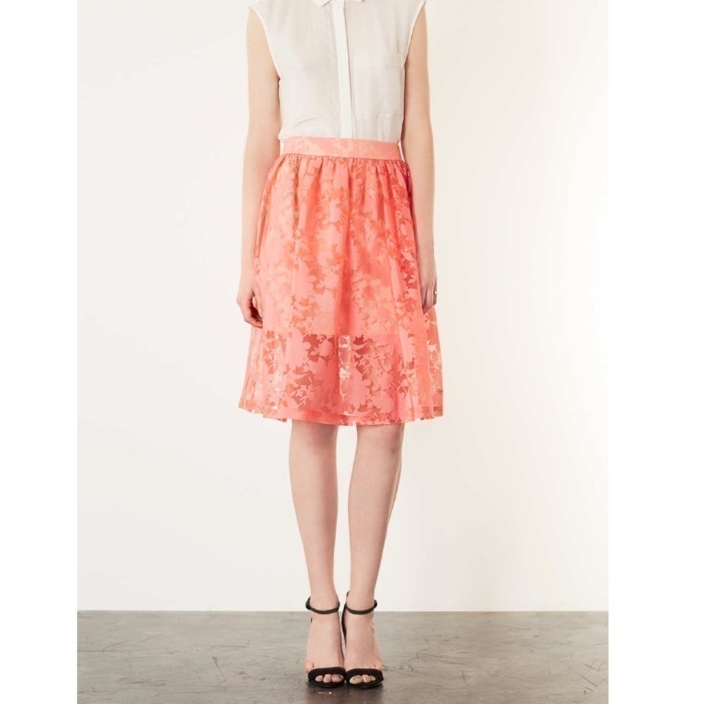 TOPSHOP Burnout Floral Midi Skirt Size 6